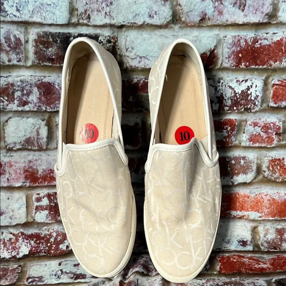 * Calvin Klein Cream Slip-On Sneakers